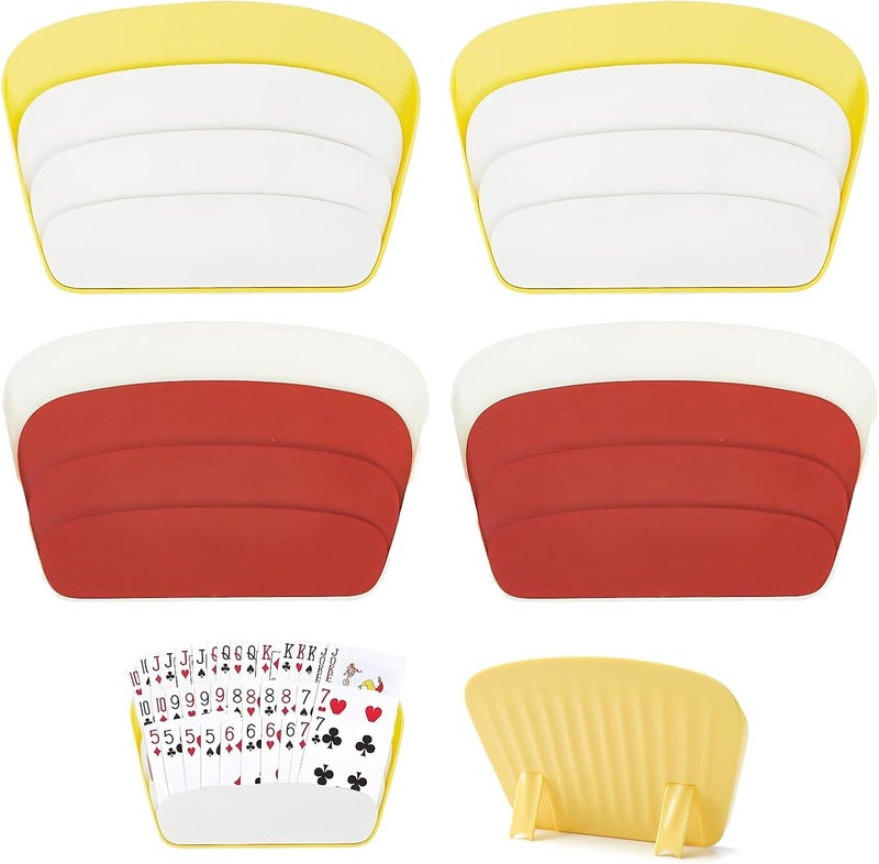 GEDEUBAN 4 PCS 3 Layers Design Playing Card Holders for Adults, Cards Holder with Foldable Stand - Image 1